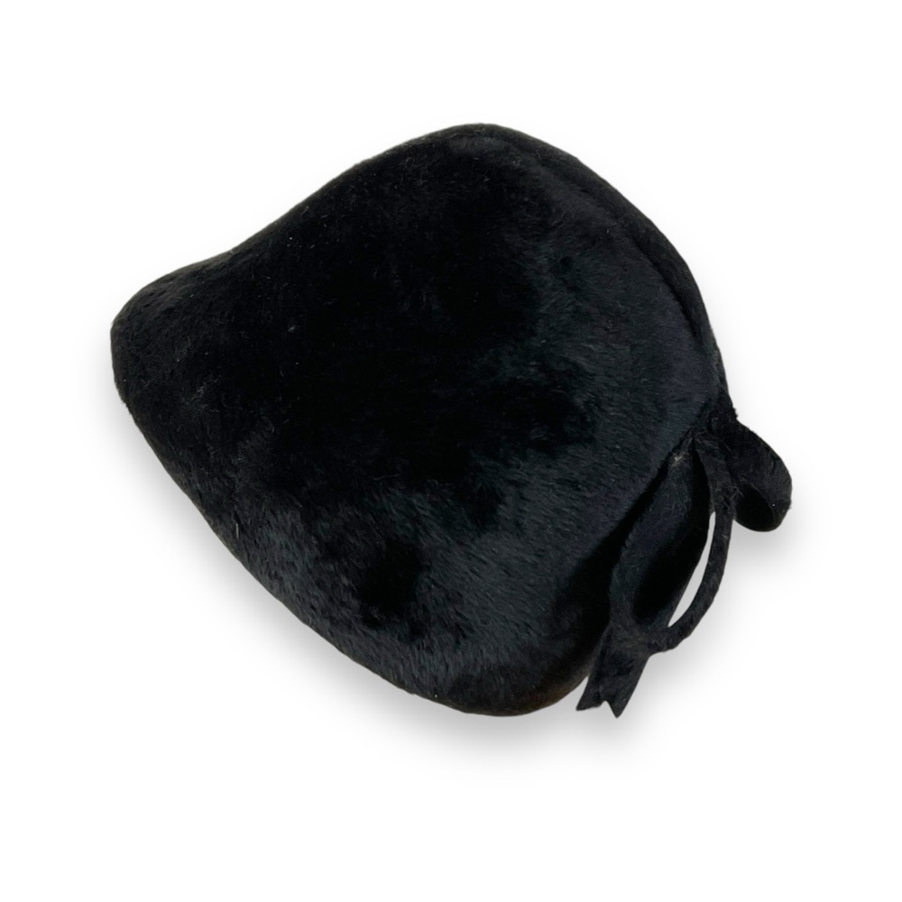 Vintage Riding Hat Black Faux Fur With Bow 1960s Formal Equestrian‎ Style